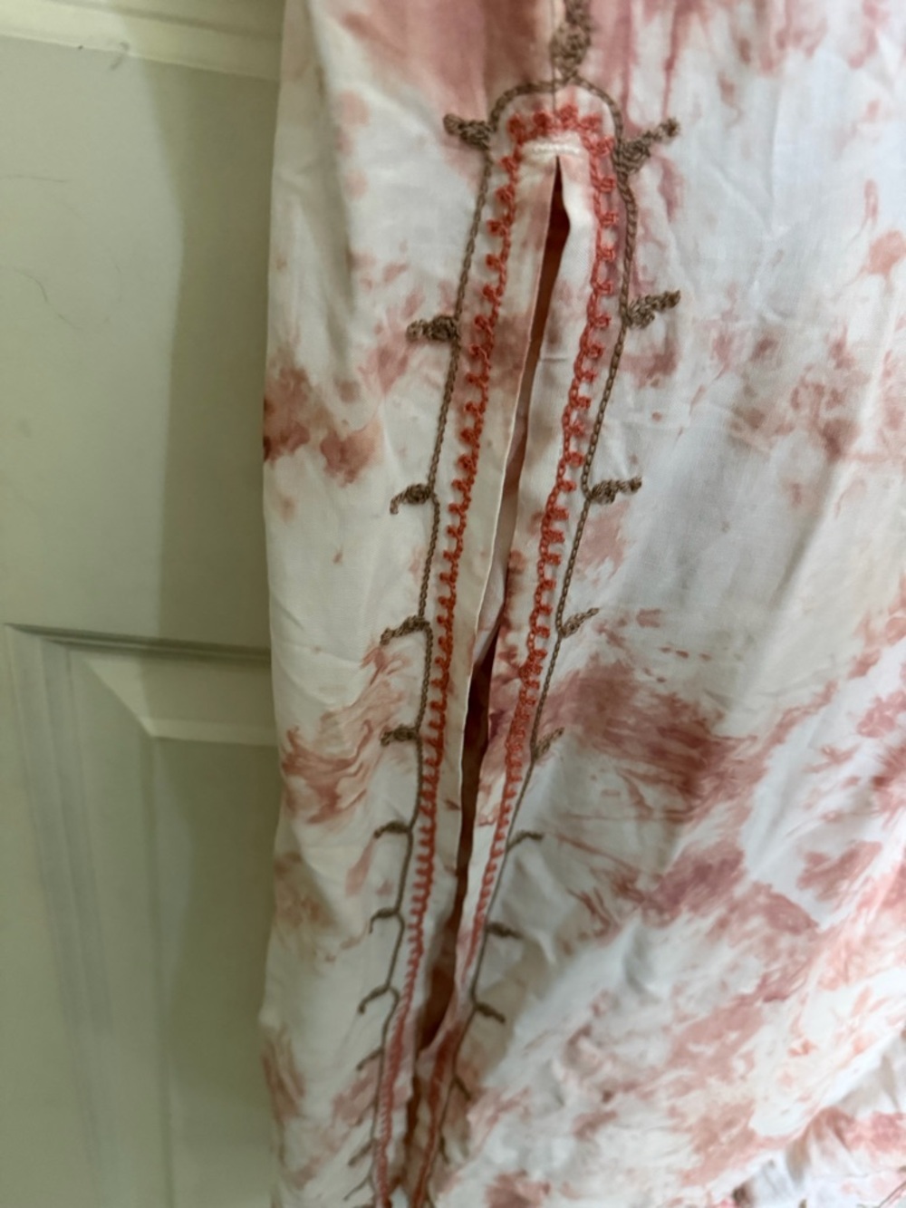 Skemo rayon Pink Tie-Dye Embroidered Tassel Kimono XS embroidered tassels neutro - Picture 12 of 12